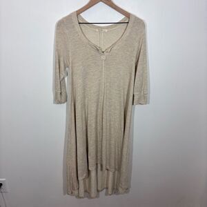 Fresh Laundry High Low Jersey Knit T Shirt Dress in Egg Shell Medium Stretch